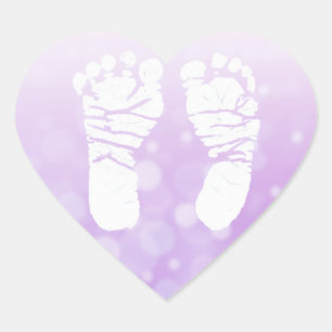 Stickers Empreintes Bébé au coeur pourpre