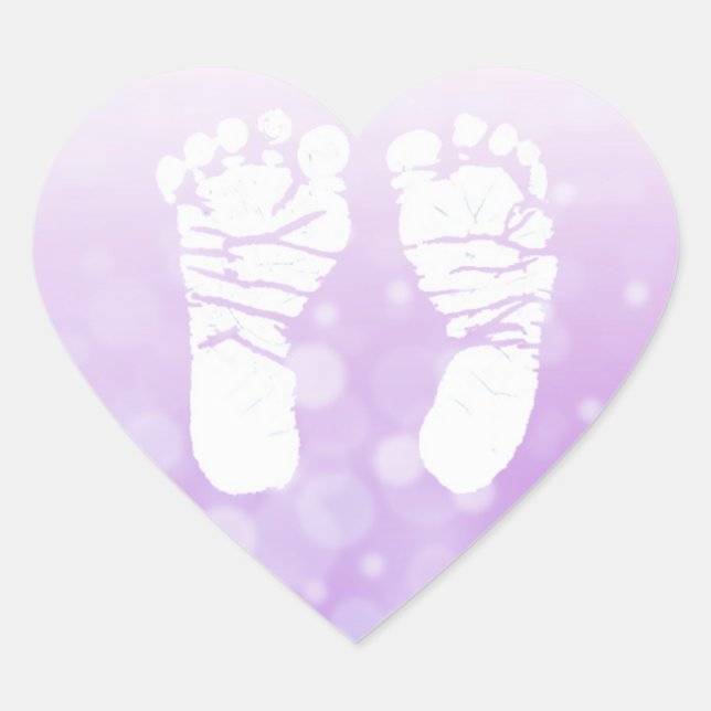 Stickers Empreintes Bébé au coeur pourpre (Devant)