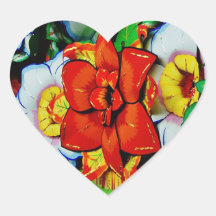 Stickers en forme de coeur des fleurs de papier