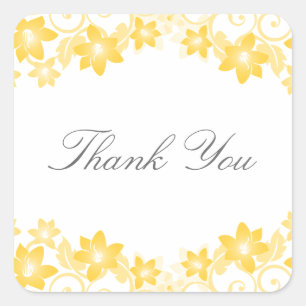 Stickers en Merci floral simple jaune