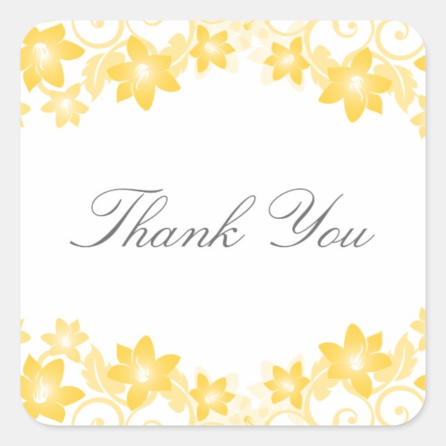 Stickers en Merci floral simple jaune (Devant)
