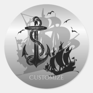 Stickers en silhouette noire pour navire et Ancre