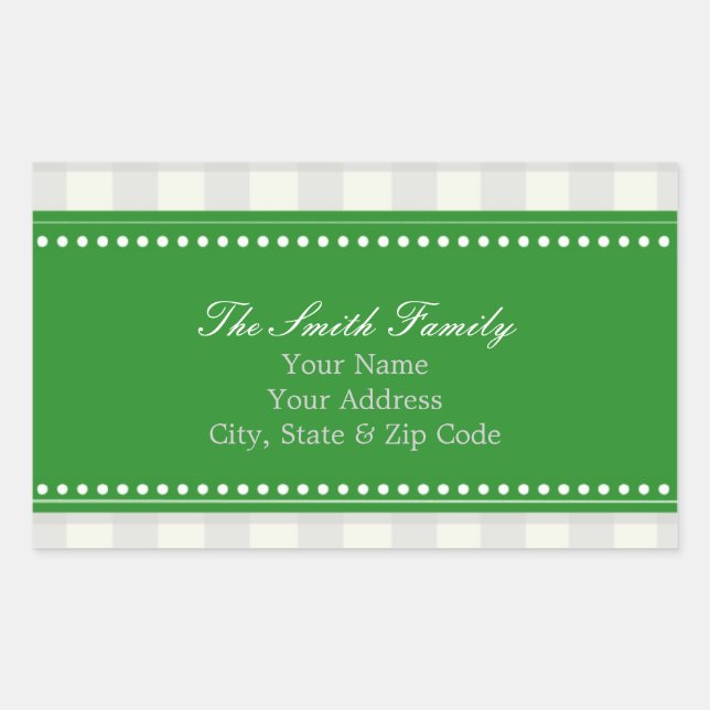 Stickers En vichy d'adresses vert et gris (Devant)