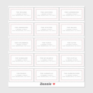 stickers en vichy rose étiquette de adresse