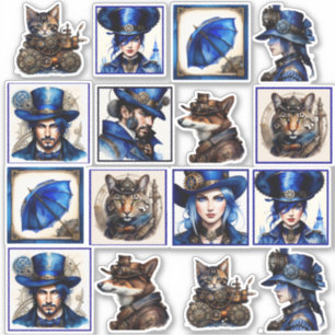 Stickers en vinyle bleu et or vapeur d'eau