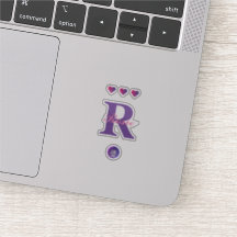Stickers en vinyle clair minuscule Monogramme Nom