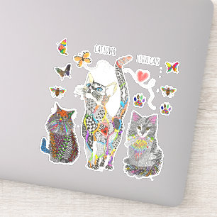 Stickers en vinyle de chat, d'abeille et de papill