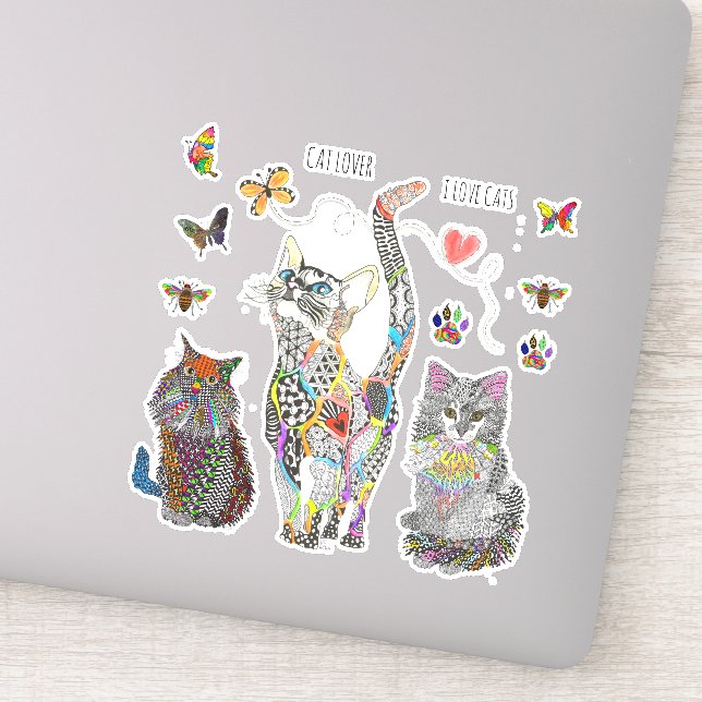 Stickers en vinyle de chat, d'abeille et de papill (Détail)