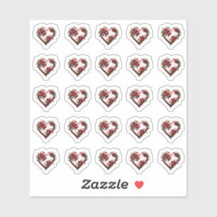 Stickers Enveloppe Mariage Floral Coeurs