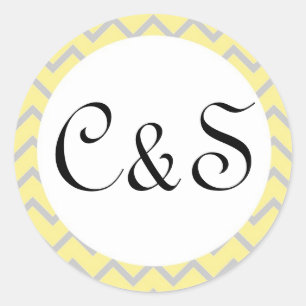 Stickers Enveloppe moderne Chevron Jaune/Gris