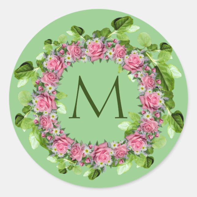 Stickers Enveloppe Stickers Pink Rose Floral (Devant)