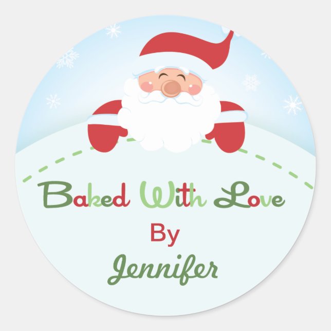 Stickers étiquette à pâtisserie Père Noël de Noël (Devant)