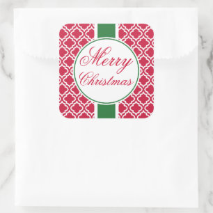 Stickers étiquette cadeau classique Red Merry Chri