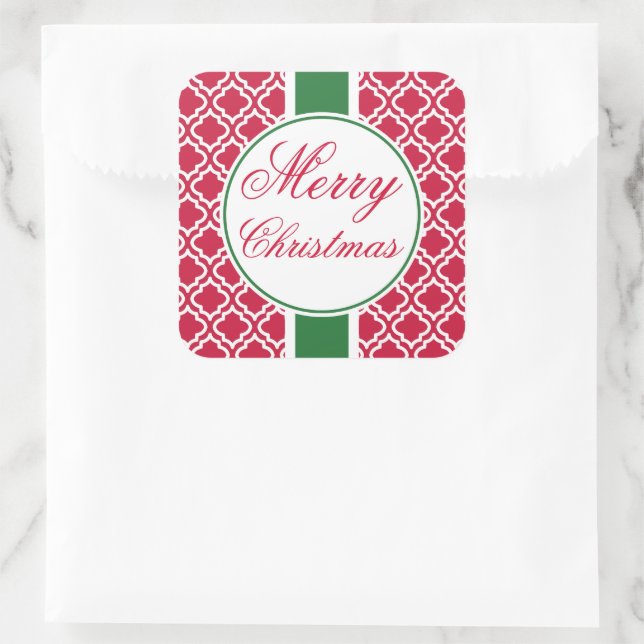 Stickers étiquette cadeau classique Red Merry Chri (Sac)
