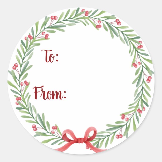 Stickers étiquette cadeau de couronne de Noël (Devant)