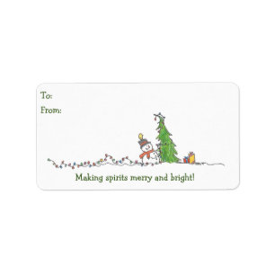 Stickers étiquette cadeau de Holiday Snowman