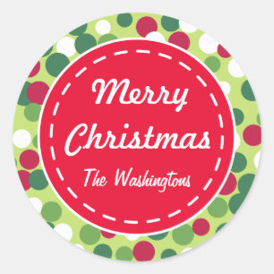 Stickers étiquette cadeau de Noël avec points rétr