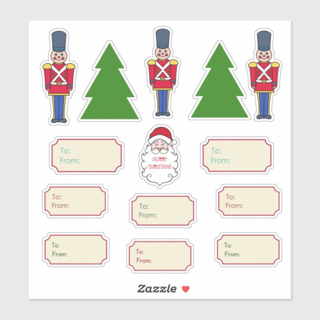 Stickers étiquette cadeau de Noël classique (Feuille)