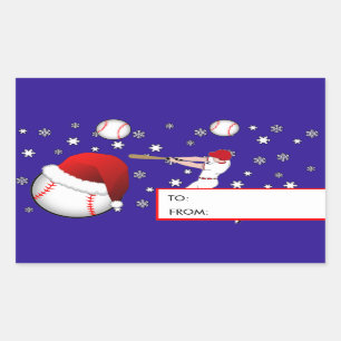Stickers étiquette cadeau de Noël de baseball