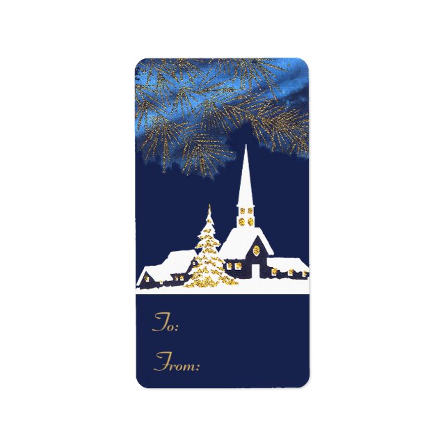 Stickers étiquette cadeau de Noël de l'église de n (Devant)