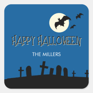 Stickers étiquette cadeau Halloween Pleine lune