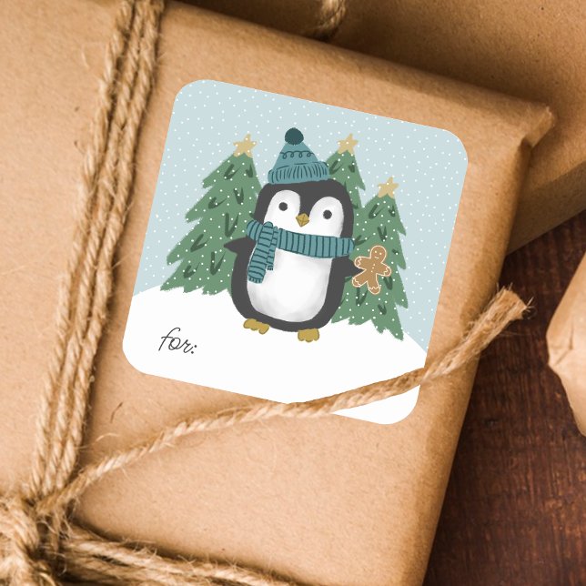 Stickers étiquette cadeau homme pingouin mignon et (Créateur téléchargé)