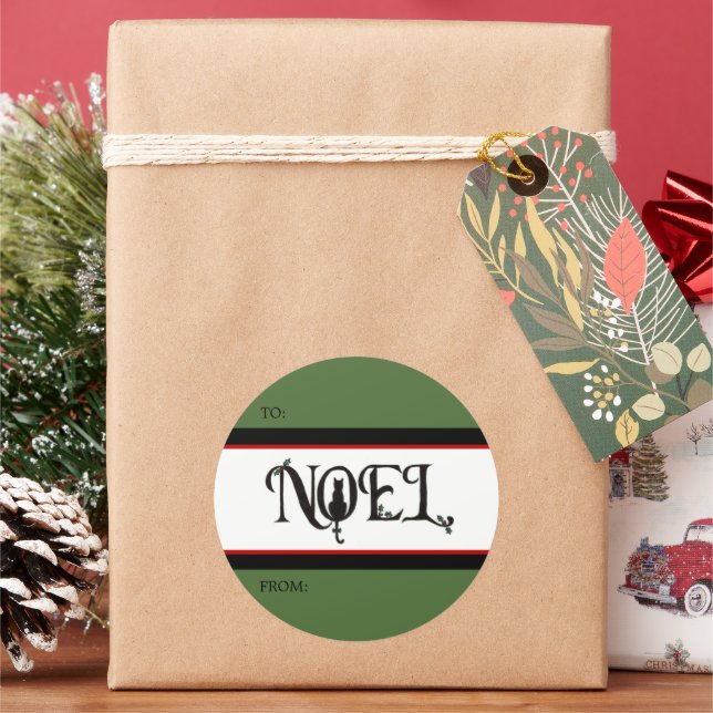 Stickers étiquette cadeau Noel Cat (vacances)