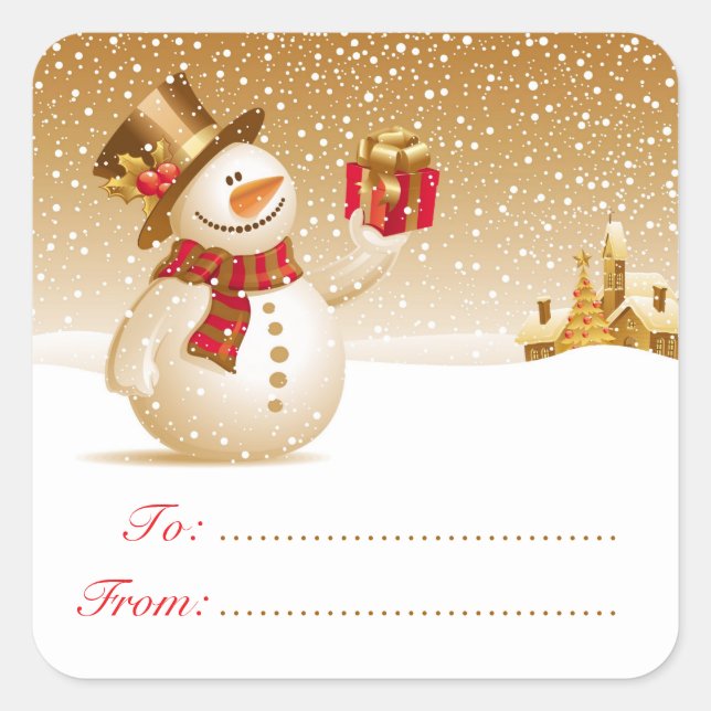 Stickers étiquette cadeau Noël Snowman (Devant)