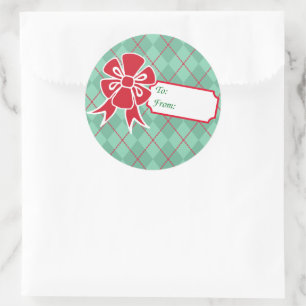 Stickers étiquette cadeau Red Christmas Bow