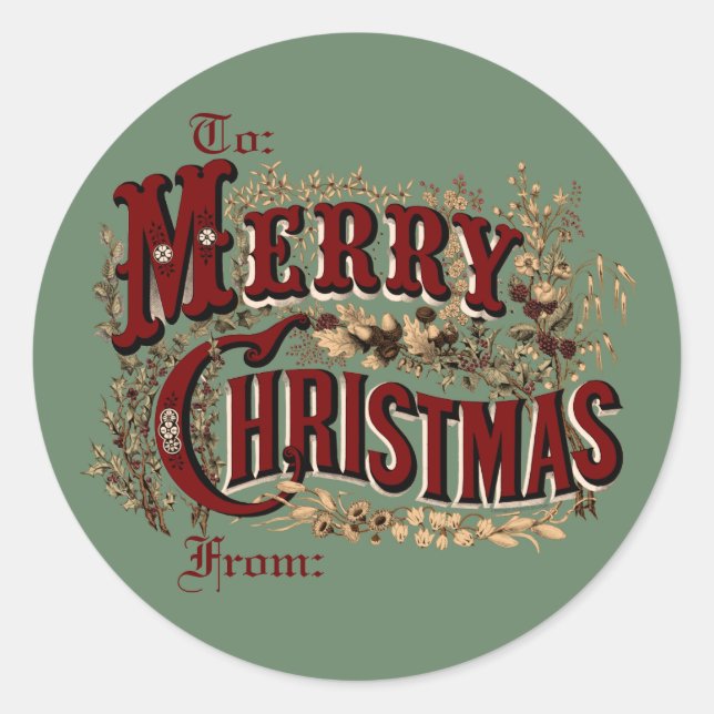 Stickers étiquette cadeau rustique Joyeux Noël (Devant)