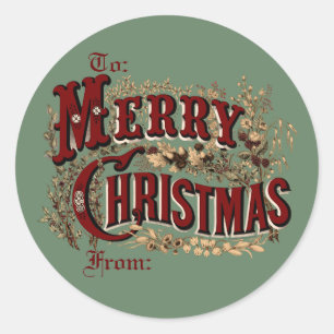 Stickers étiquette cadeau rustique Joyeux Noël