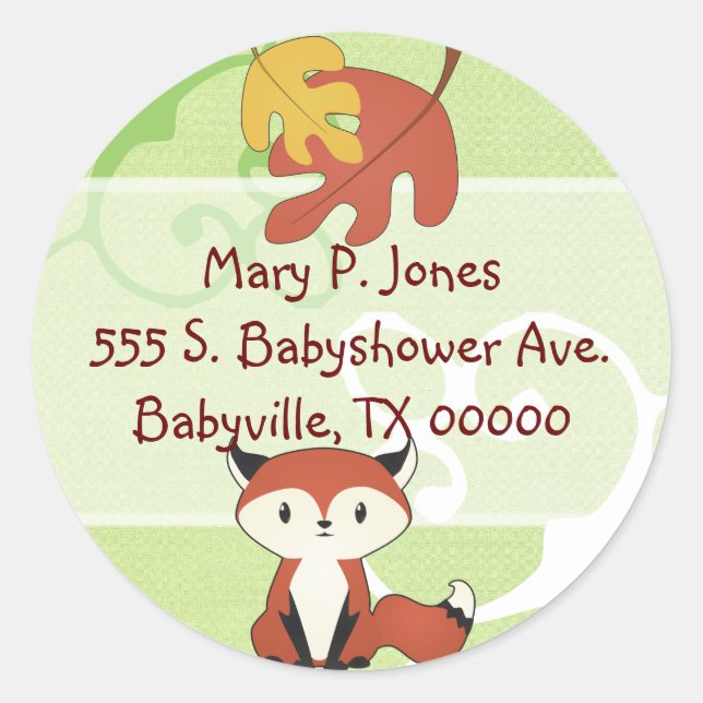 Stickers Étiquette de adresse Baby Fox (Devant)