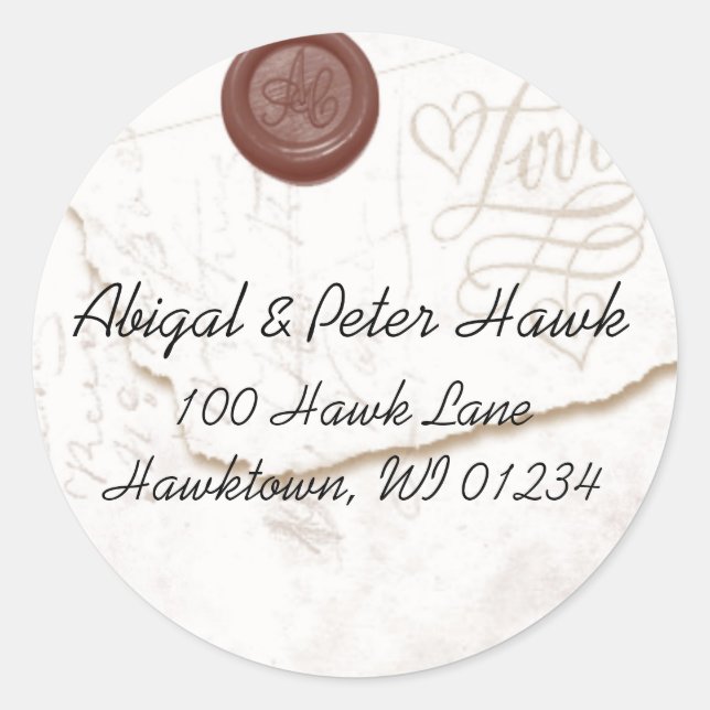 Stickers Étiquette de adresse de lettre d'amour (Devant)