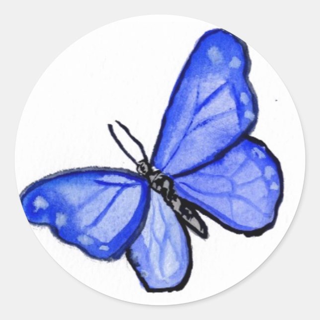 Stickers Étiquette de peinture à papillon bleu (Devant)