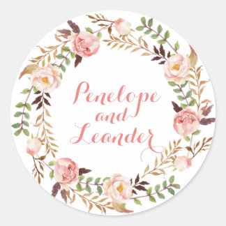 Stickers Étiquette Floral Mariage Names