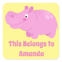 Stickers Étiquette Hippo personnalisé mignonne feu