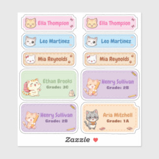 Stickers Étiquette Nom du chat Cute Chibi