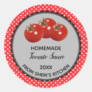 Stickers Étiquettes à la sauce tomate à pois rouge