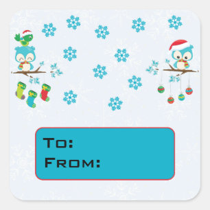Stickers Étiquettes adorables Snowflake Chouettes 