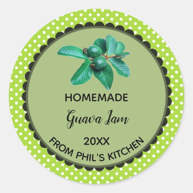 Stickers Étiquettes de goyaves à pois vert modifia (Devant)