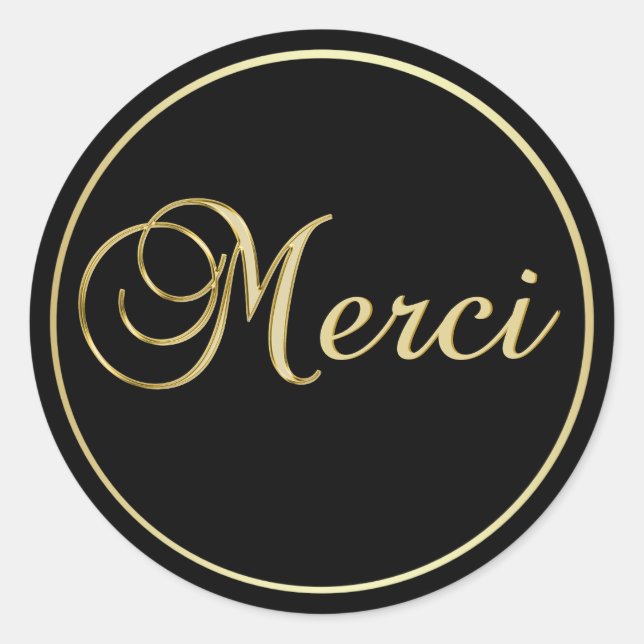 Stickers Étiquettes élégants Black Gold MERCI (Devant)