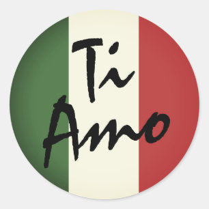 Stickers Étiquettes ronds du drapeau italien Ti Am