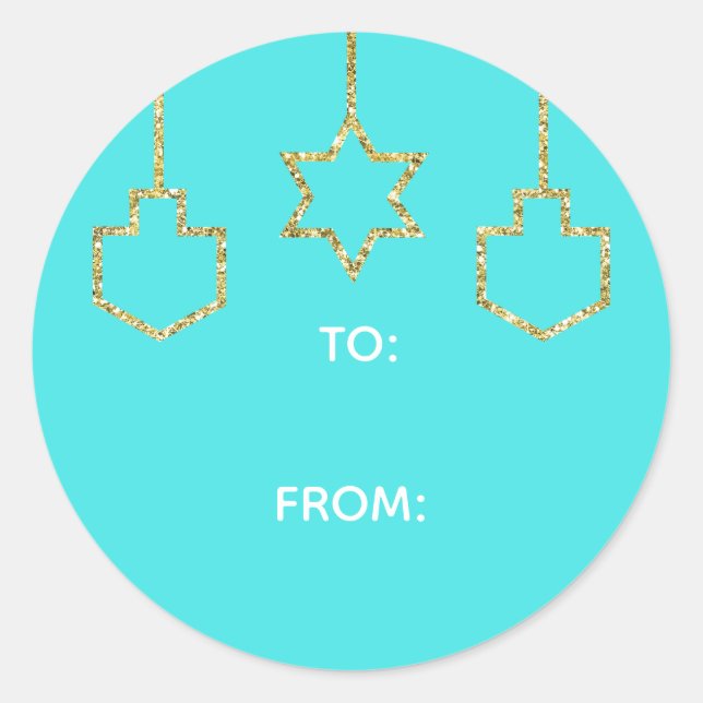 Stickers "Étoile rayée & Dreidel" Joyeux Chanukah (Devant)