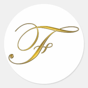 Stickers F initial en or Monogramme