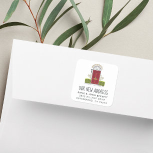 Stickers Faire-part de déplacement de porte rouge