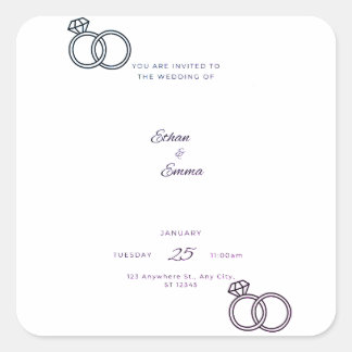 Stickers Faire-part de mariage bleu floral élégant