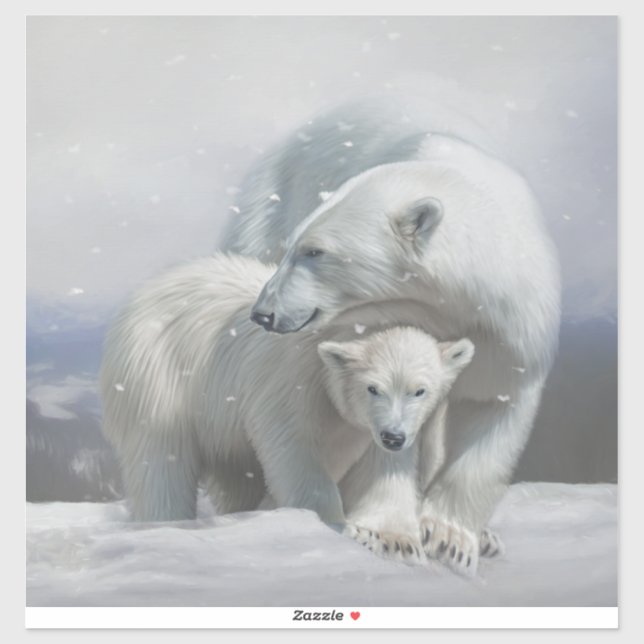 Stickers famille Ours Polaire (Feuille)