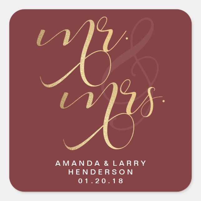 Stickers Fancy Gold Mr et Mme Wedding (Devant)