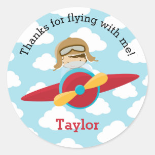 Stickers Faveur Avion Garçons Pilote Anniversaire