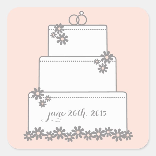 Stickers Faveur gâteau Mariage rose (Devant)
